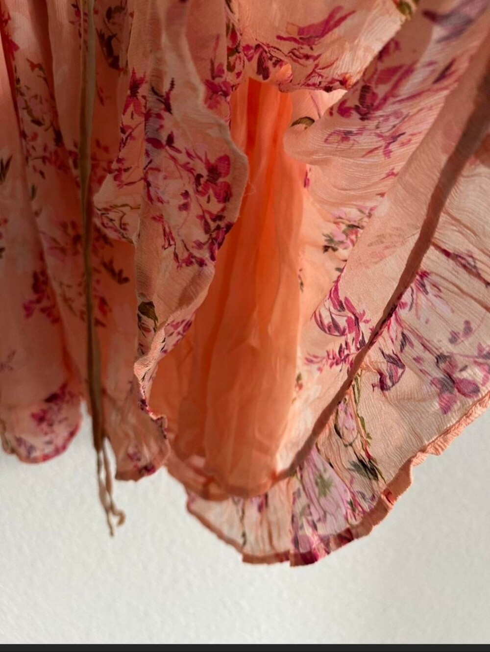 Free People Peach Floral Ruffled Babydoll Dress - Picture 5 of 7